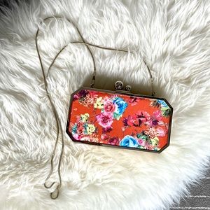 Orange Clutch Purse w/ Convertible Shoulder Strap